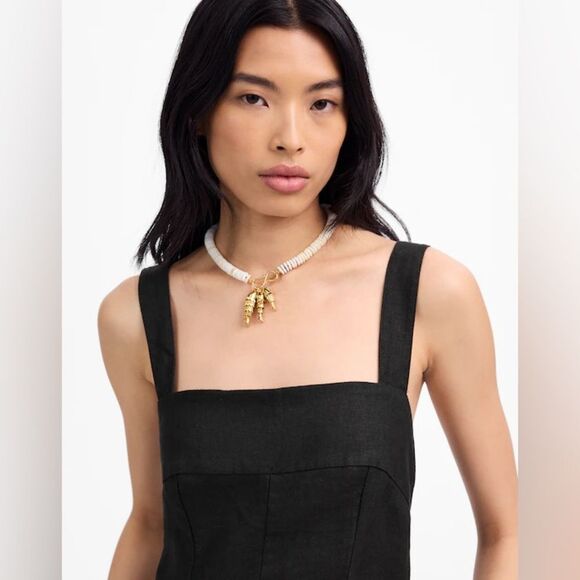 Madewell NWT Squareneck Wide-Leg Jumpsuit in 100% Linen Size 12 in Jet Black - Picture 5 of 9